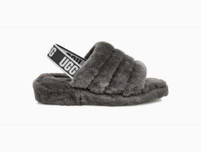 UGG Fluff Yeah Womens Slides Charcoal/ Deep Grey - AU 708PI